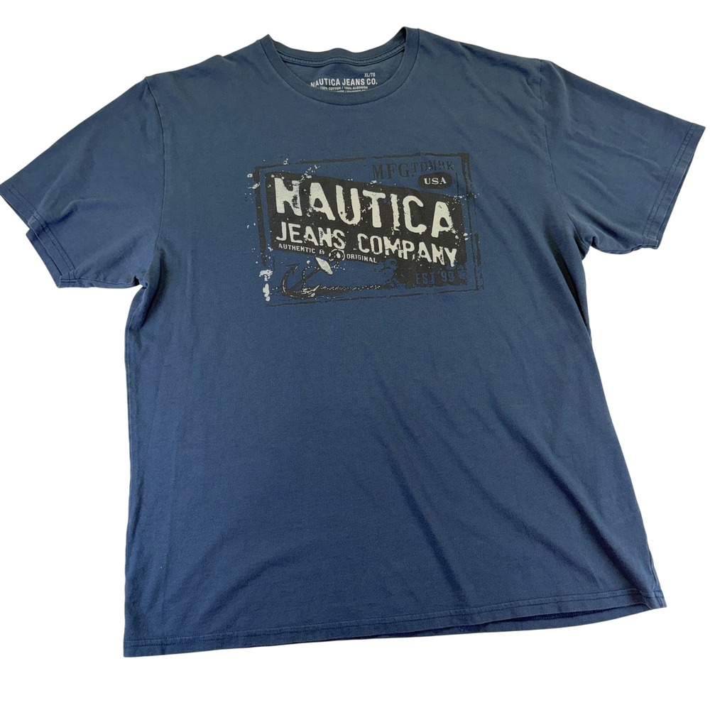 Vintage 2006 Nautical Jeans Co. Mens XL Distressed Graphic T-shirt Y2K 1005A1